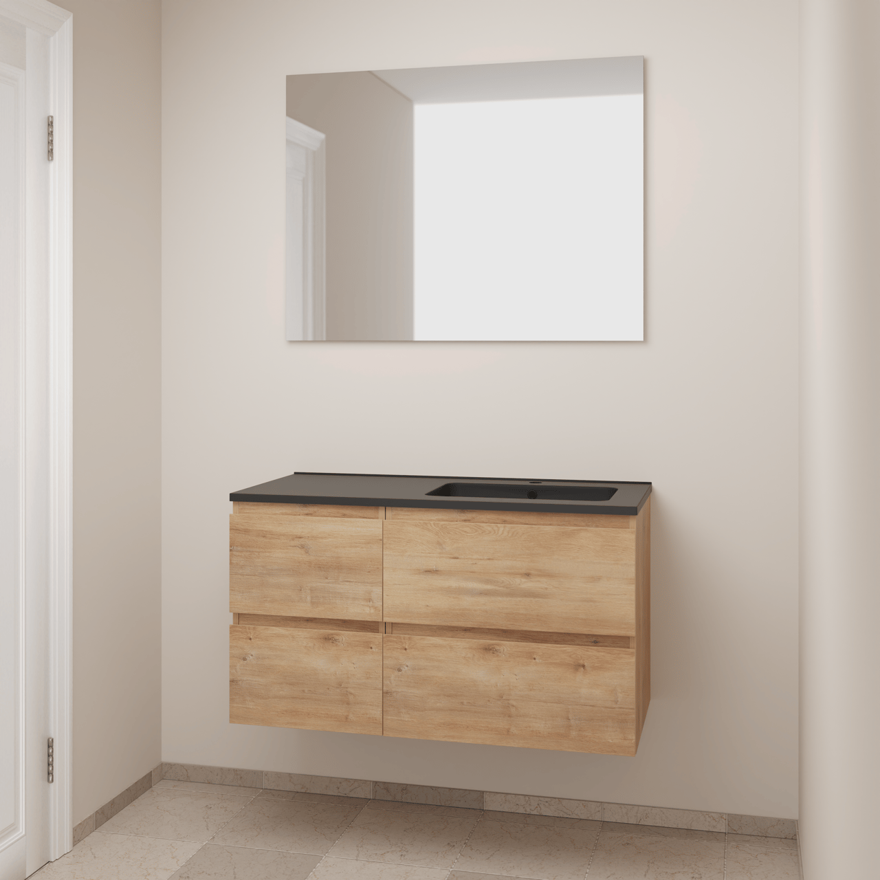 Linie Lado Badmöbel Set mit Vano Waschtisch und Badspiegel