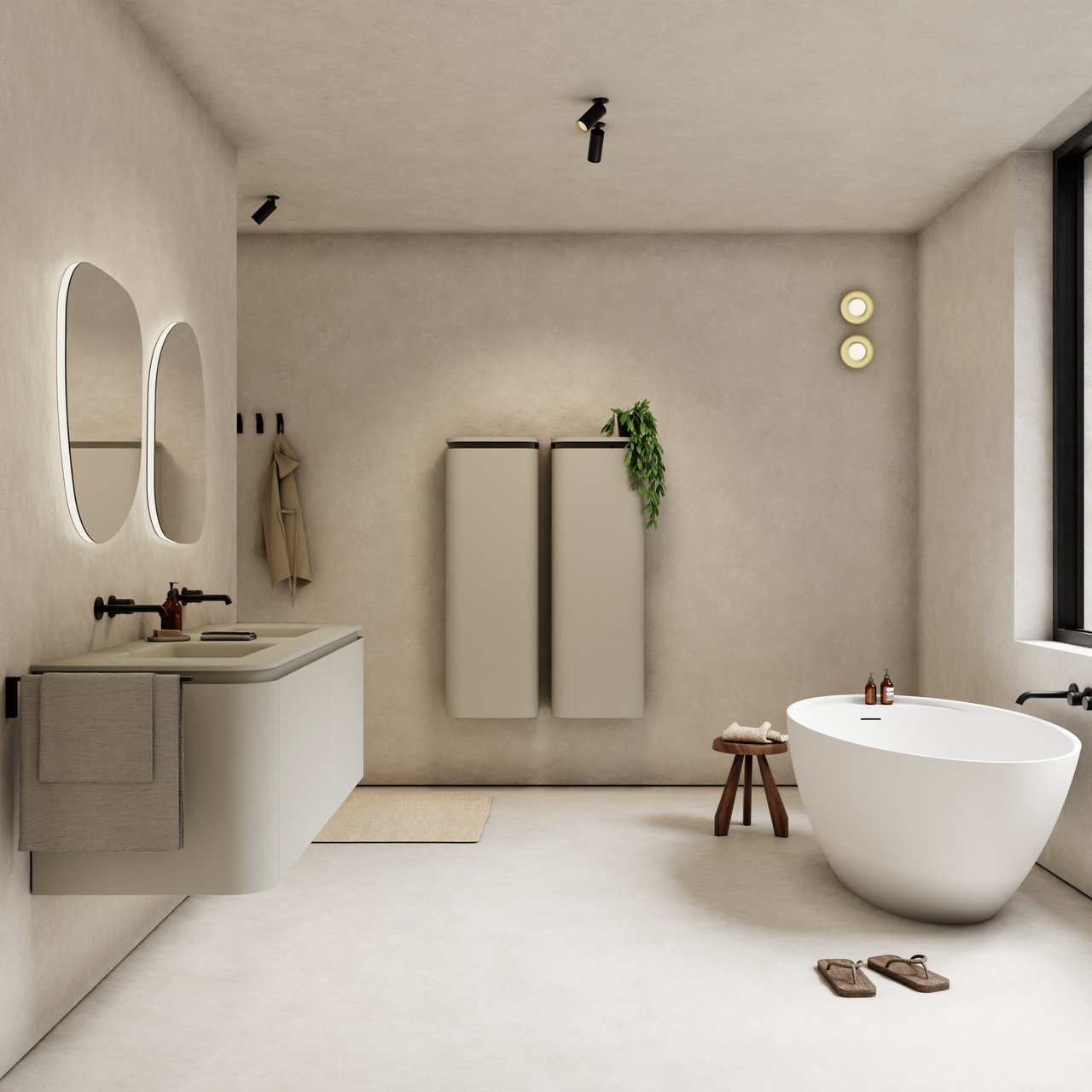 Balmani Moon meuble sous-lavabo suspendu 160 x 55 cm soie grise 4 tiroirs