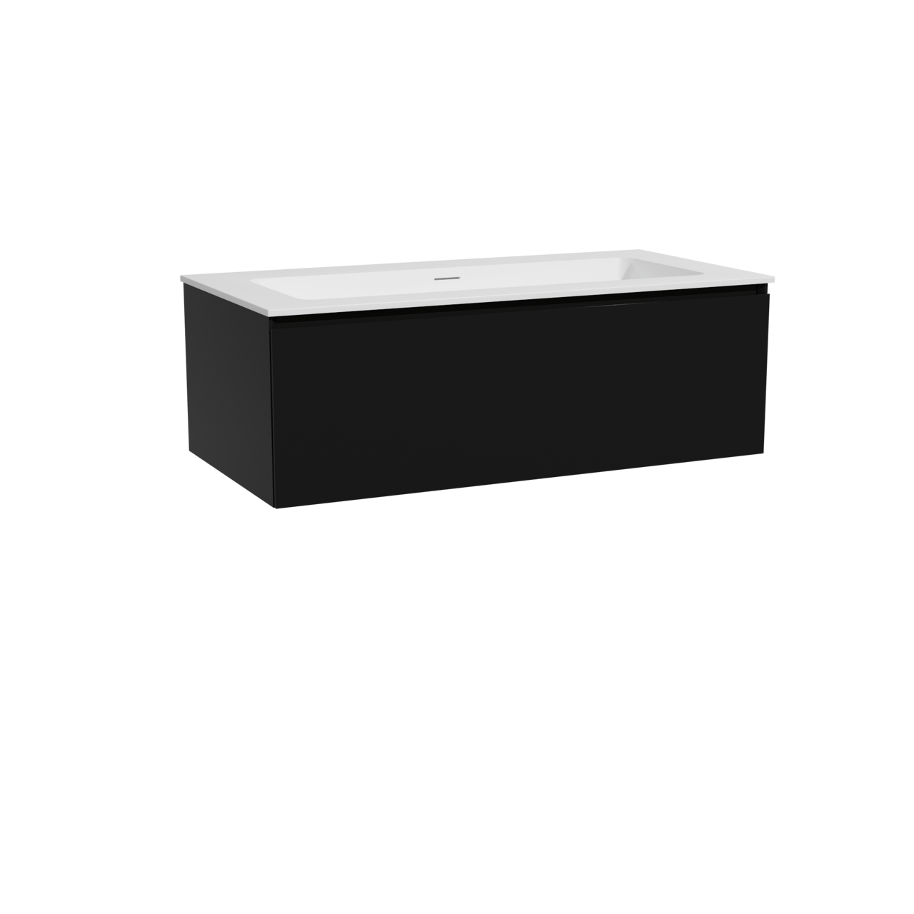 Storke Edge meuble salle de bains suspendu 105 x 52 cm noir mat avec Mata plan simple pour 2 trous de robinet en solid surface blanc mat