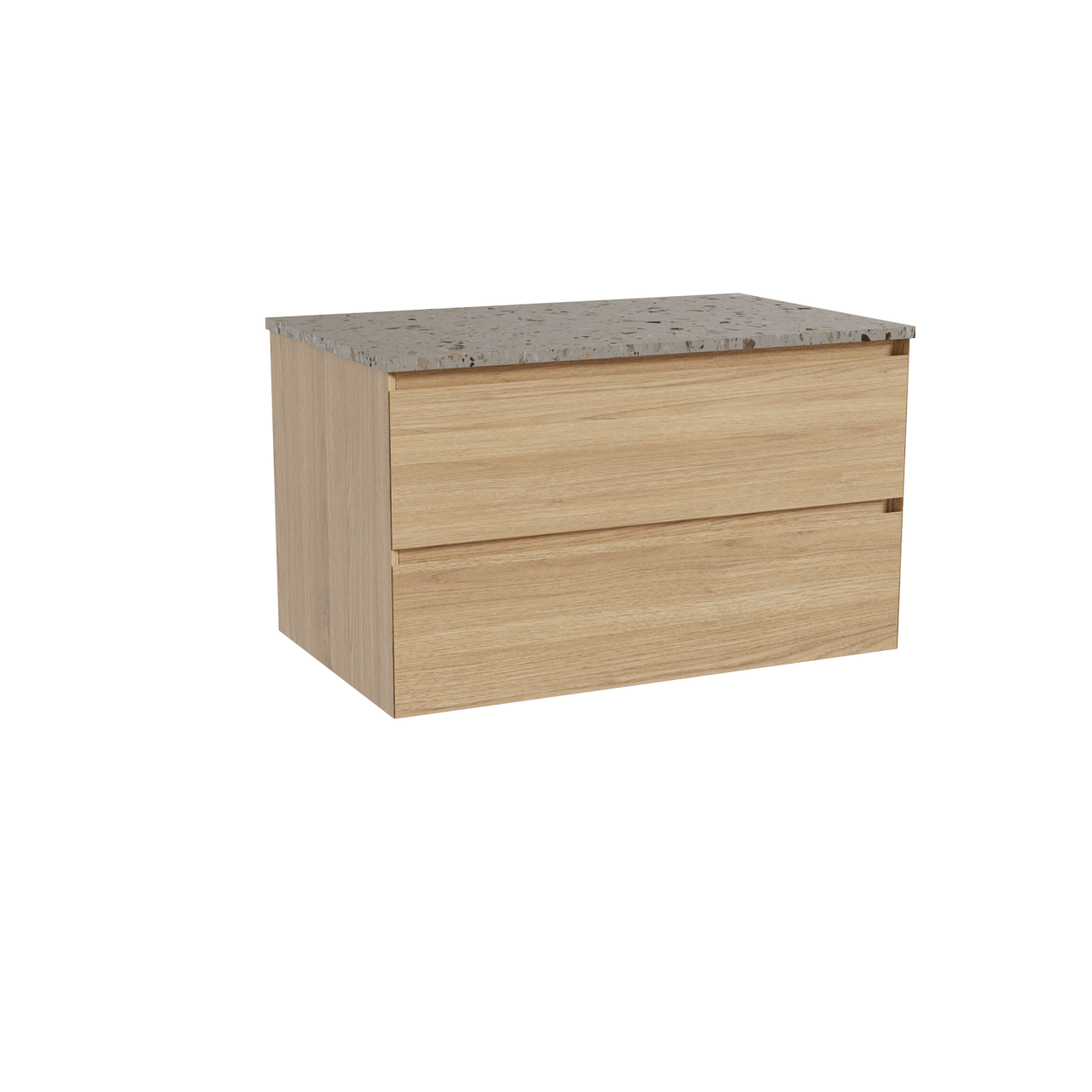 Balmani Mitra meuble salle de bains suspendu 90 x 55 cm chêne naturel avec Stretto tablette simple en terrazzo greige terrazzo