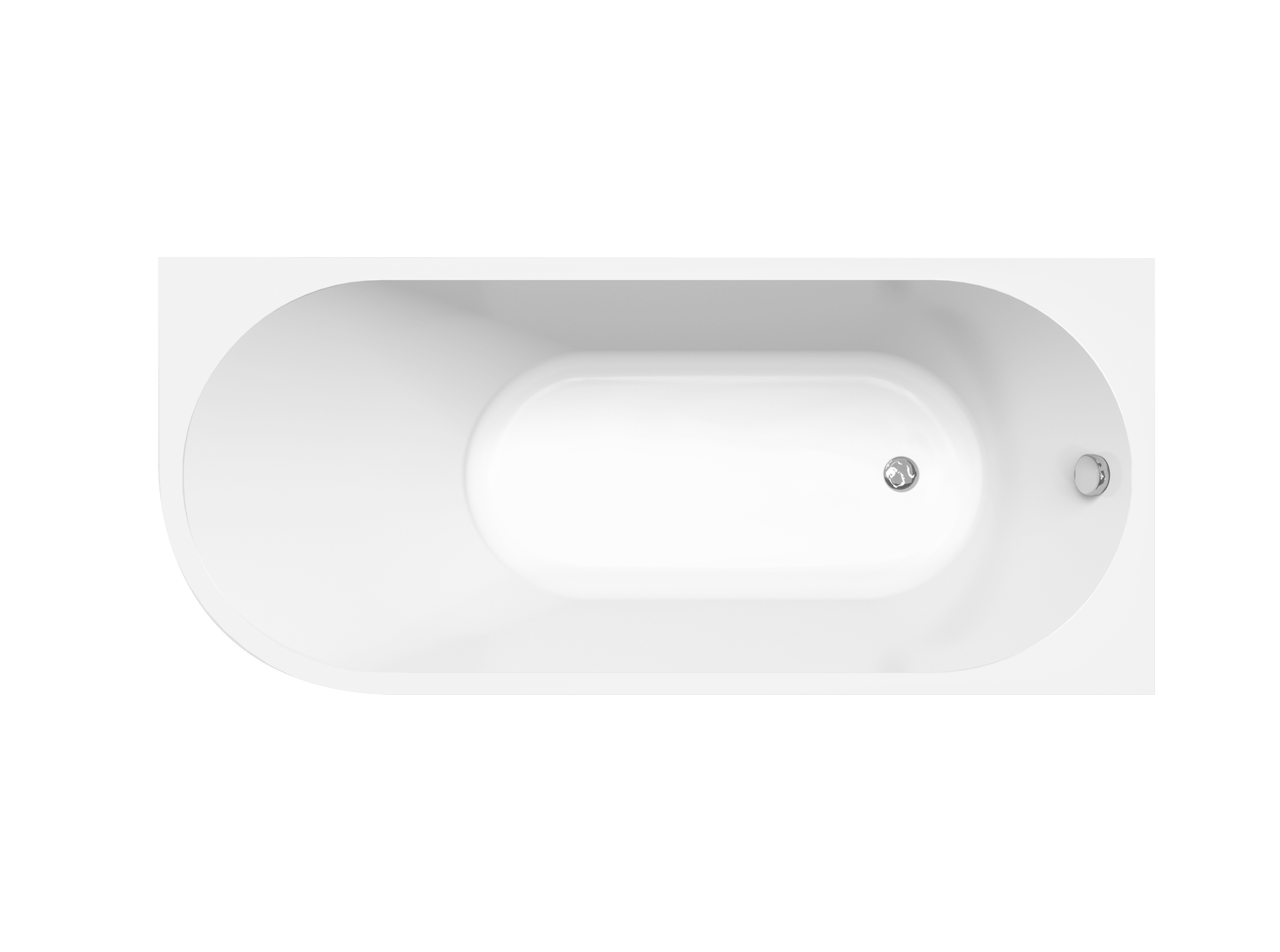 Linie Paulo eenpersoons hoekbad rechts 170 x 75 cm acryl mat wit