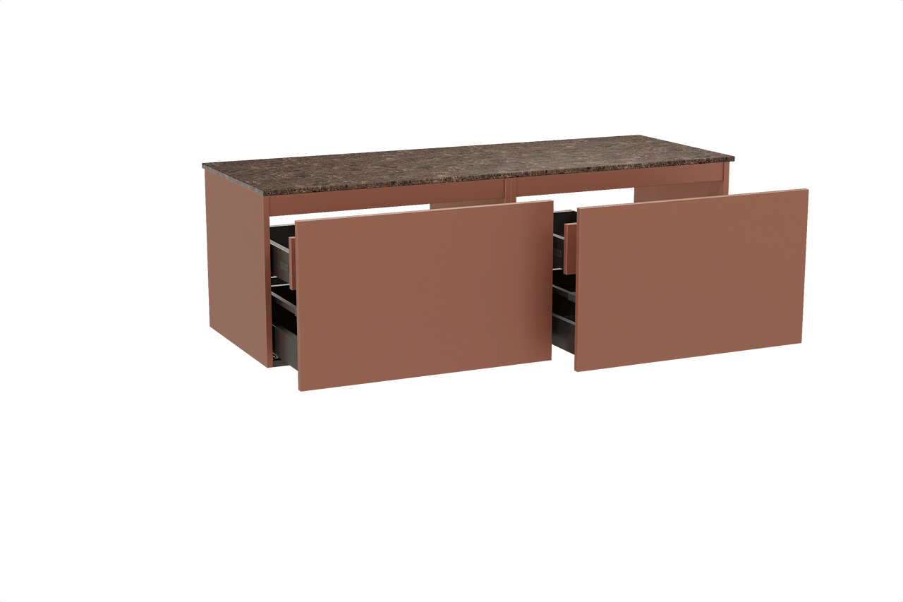 Balmani Sfera meuble salle de bains suspendu 150 x 55 cm cotto avec Stretto tablette simple ou double en marbre dark emperador