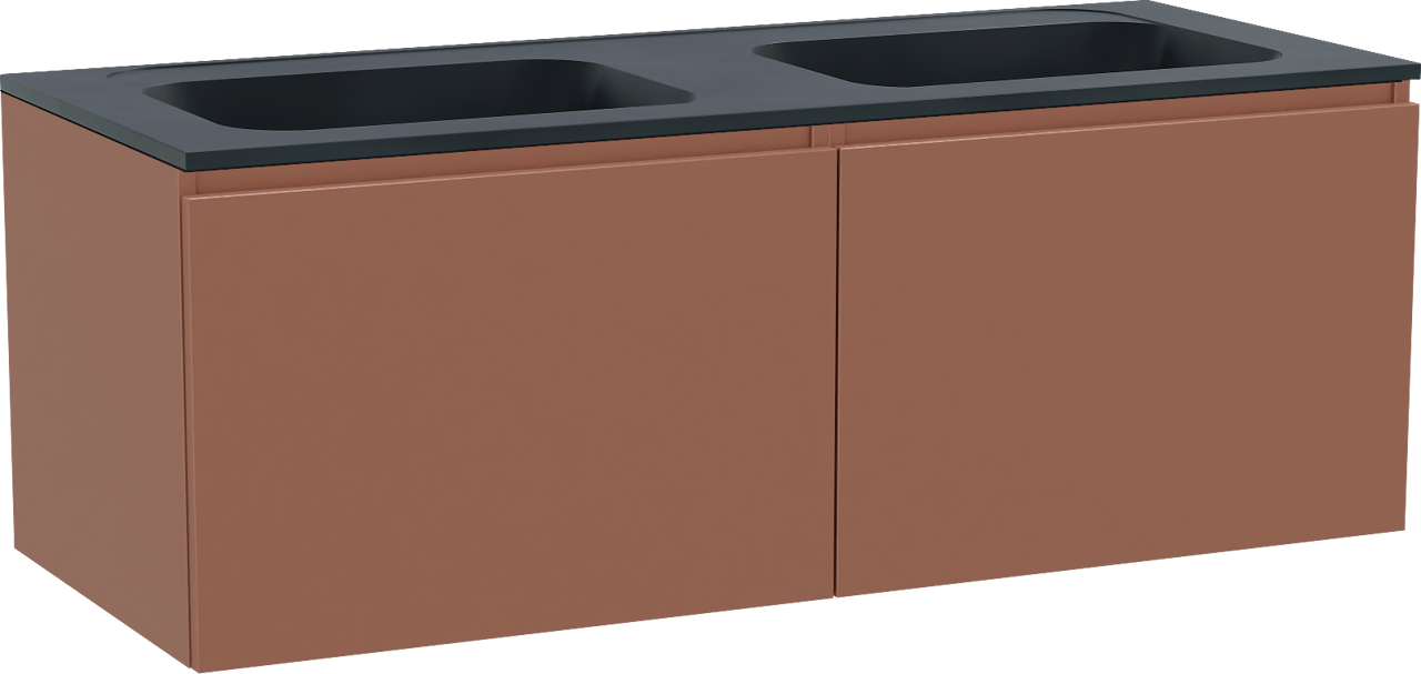 Balmani Sfera meuble salle de bains suspendu 135 x 55 cm cotto avec Tablo Strada double vasque en marbre composite noir mat