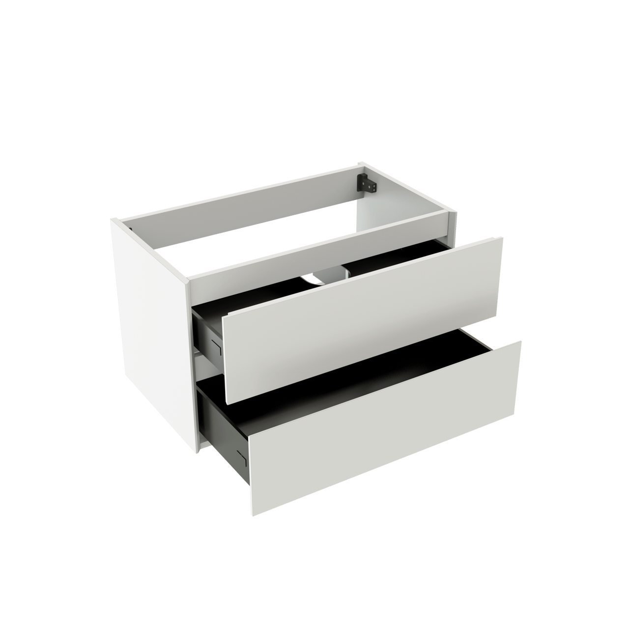 Storke Edge hängender Waschbeckenunterschrank: 80 x 46 cm, Weiß matt, 2 Schubladen