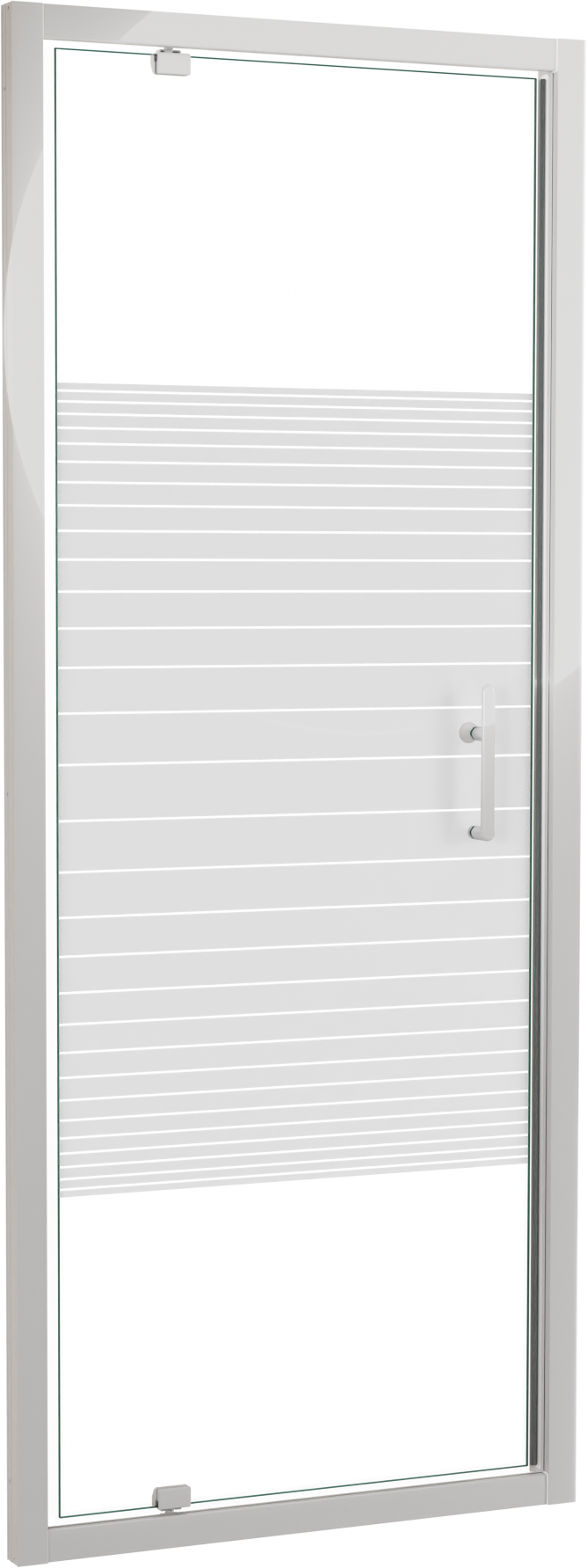 SanyOne Anton porte pivotante 80 cm x 190 cm verre À rayures profil blanc brillant