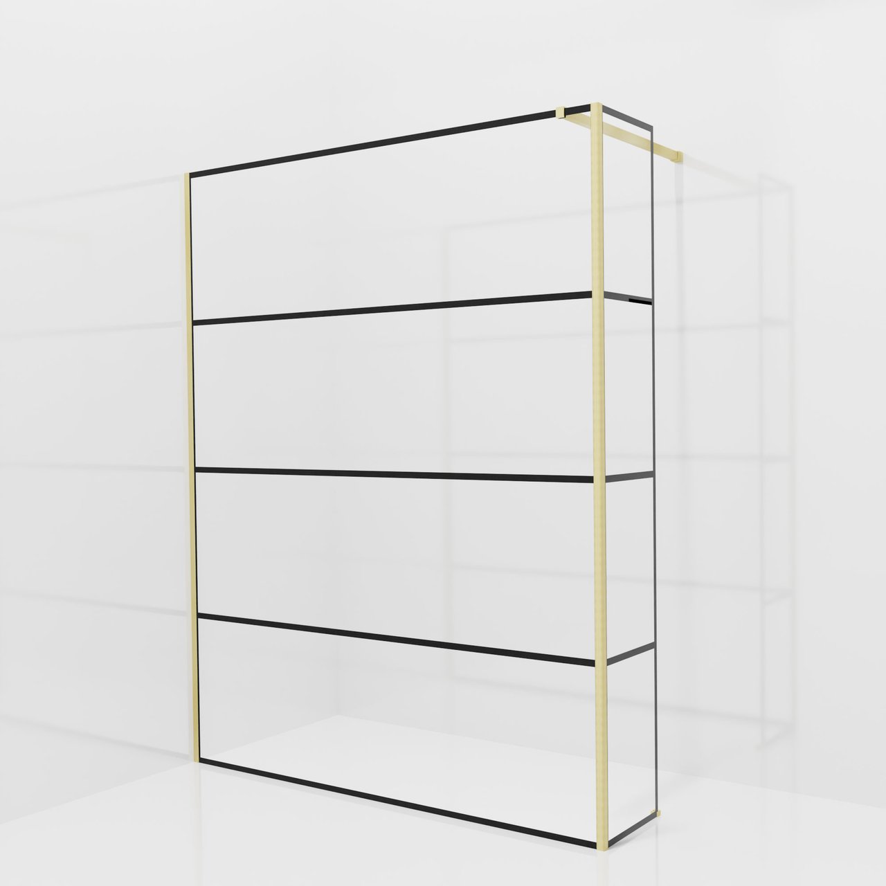 Balmani Modular Walk-In Dusche mit fester Seitenwand: 160 x 200 cm, Lined, Profil Brushed Champagne Gold