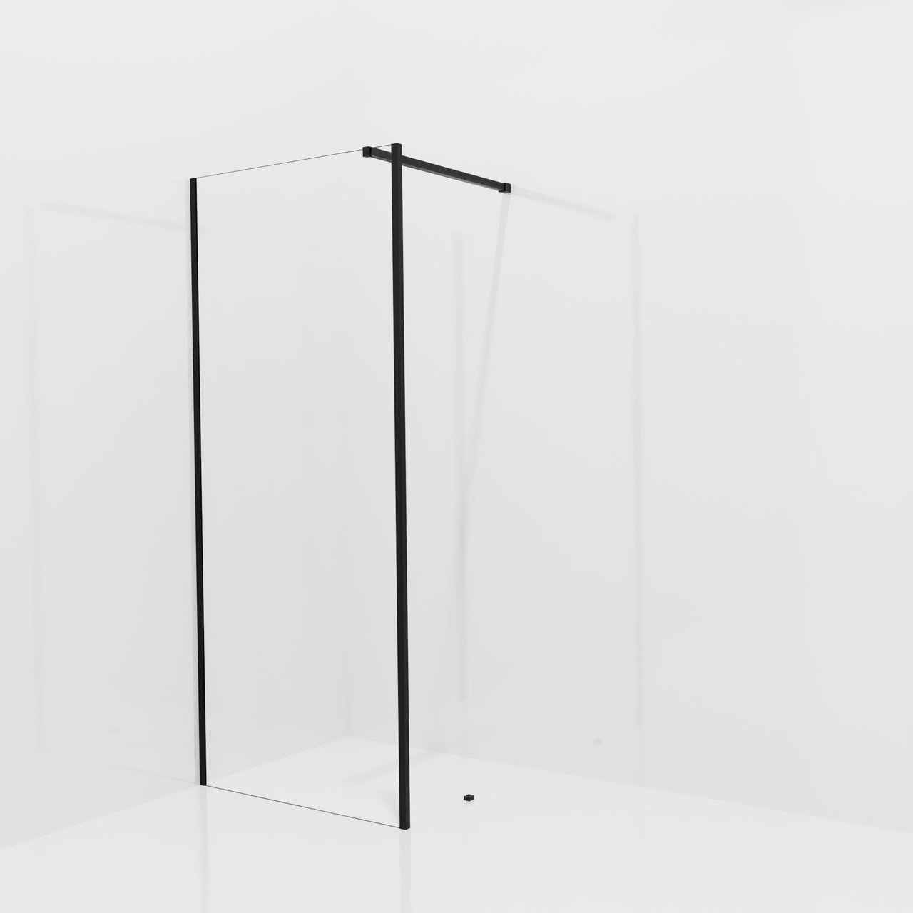 Balmani Modular inloopdouche met vaste zijwand: 90 x 200 cm, Helder glas met coating, Mat zwarte profielen