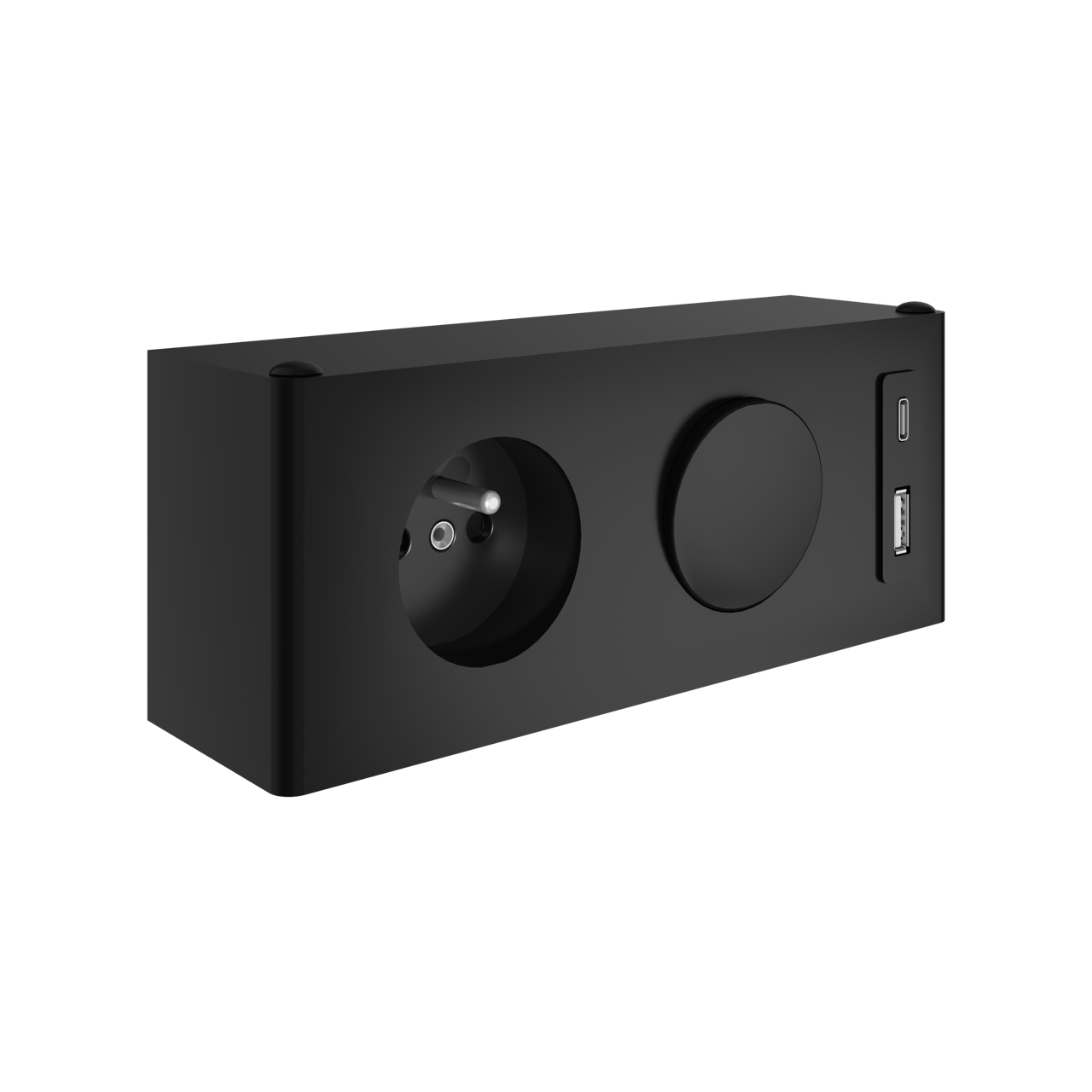 Luca Varess Combibox Switch Schwarz matt IP20 - Stifterdung für Belgien und Frankreich geeignet