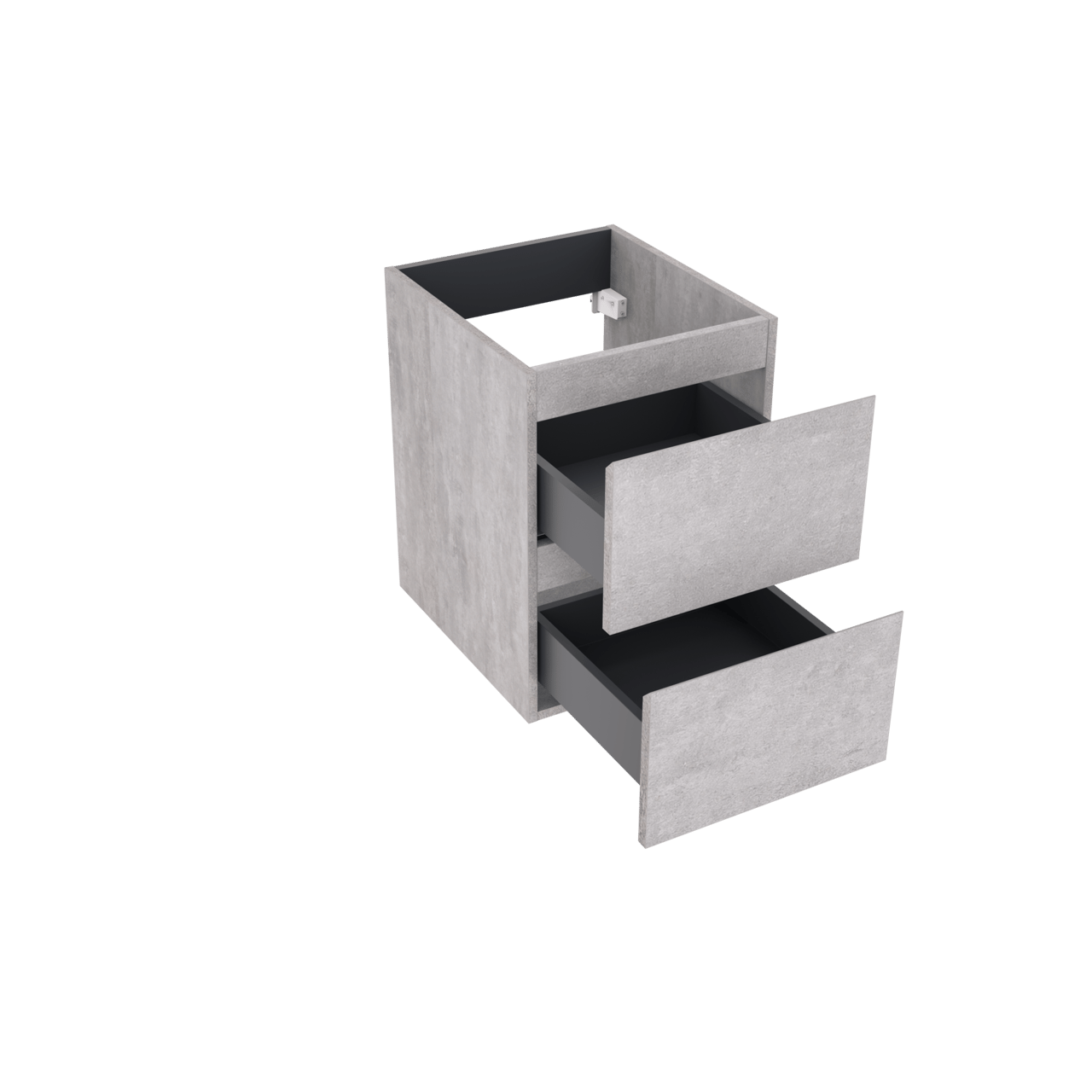 Linie Lado hängender Waschbeckenunterschrank: 40 x 46 cm, Beton dunkelgrau, 2 Schubladen