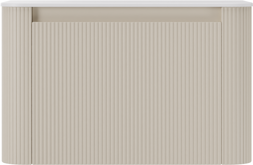 Storke Soft meuble salle de bains suspendu 80 x 46 cm Sand mat avec Tavola Soft tablette simple en Solid Surface blanc mat, Nervure droite symétrique verticale