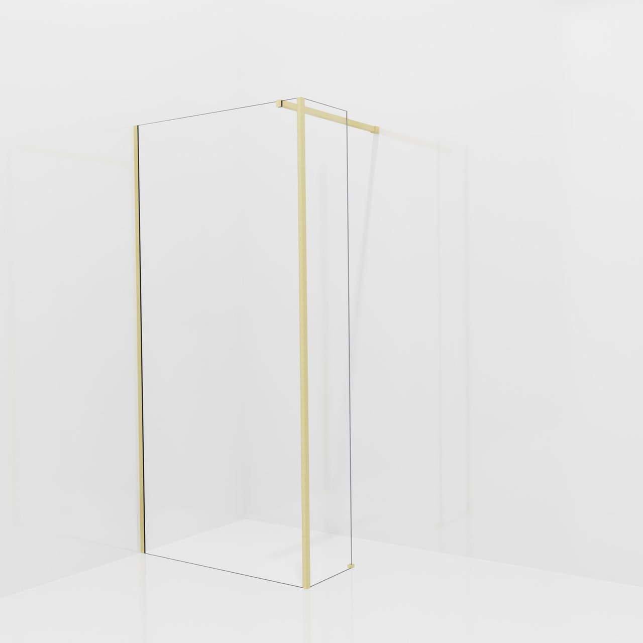 Balmani Modular inloopdouche met vaste zijwand: 100 x 200 cm, Helder glas, Brushed Champagne Gold profielen