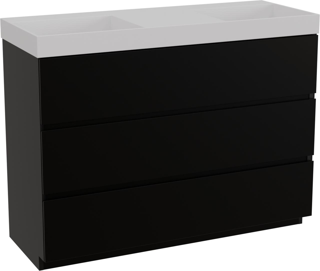 Storke Edge meuble salle de bains à poser 120 x 46 cm noir mat avec Jura double vasque en solid surface blanc mat