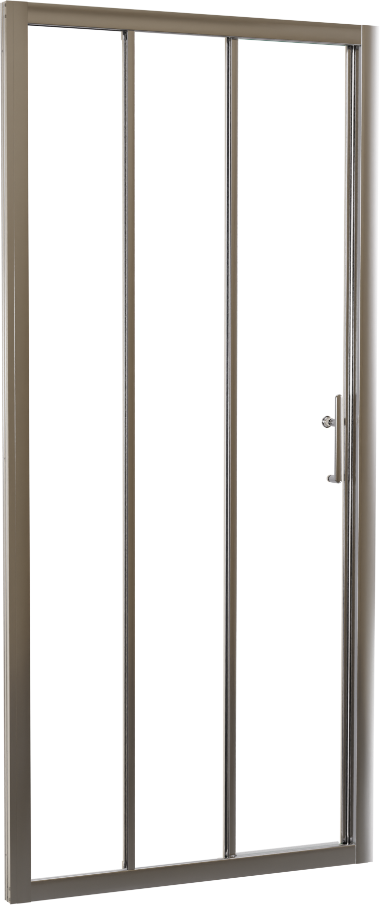 Linie Cadiz dreiteilige Dusche Schiebetür 90 cm x 190 cm Klarglas gebürstet Chrom Profil