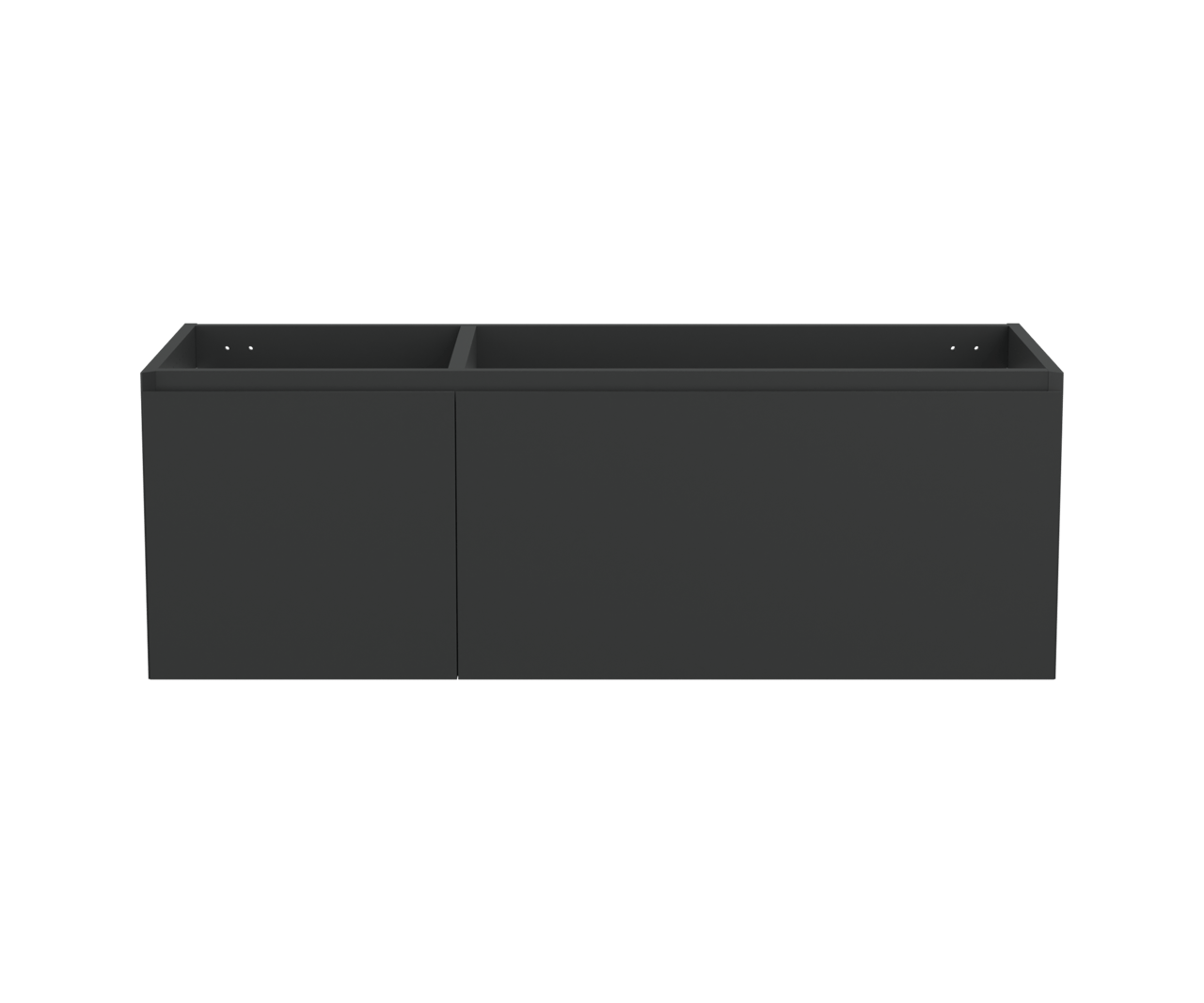 Balmani Idra hängender Waschbeckenunterschrank: 135 x 55 cm, asymmetrisch rechts, Schwarz matt, 4 Schubladen