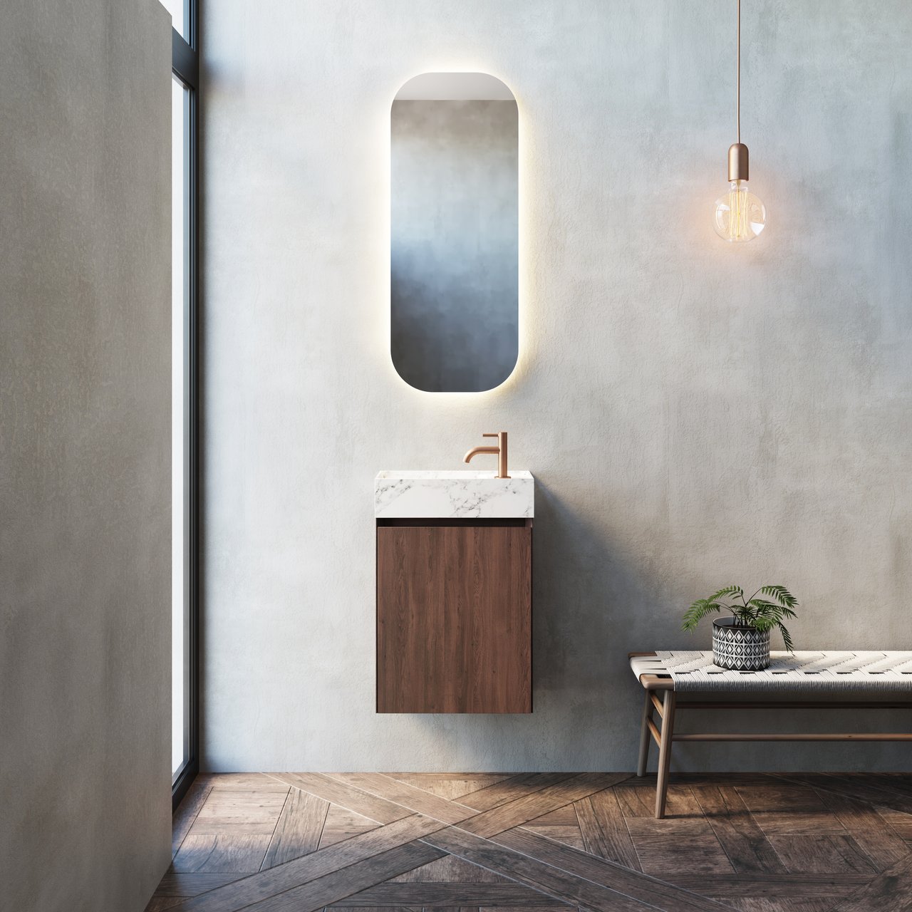 Balmani Mitra zwevende toiletmeubelkast 42 x 21 cm Amerikaanse notelaar