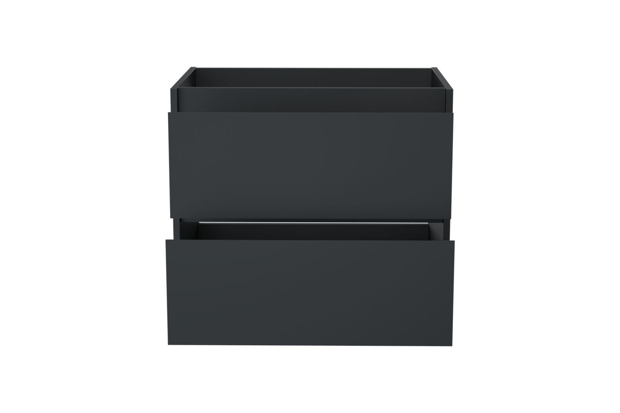 Storke Seda hängender Waschbeckenunterschrank: 75 x 52 cm, Schwarz Matt, 2 Schubladen