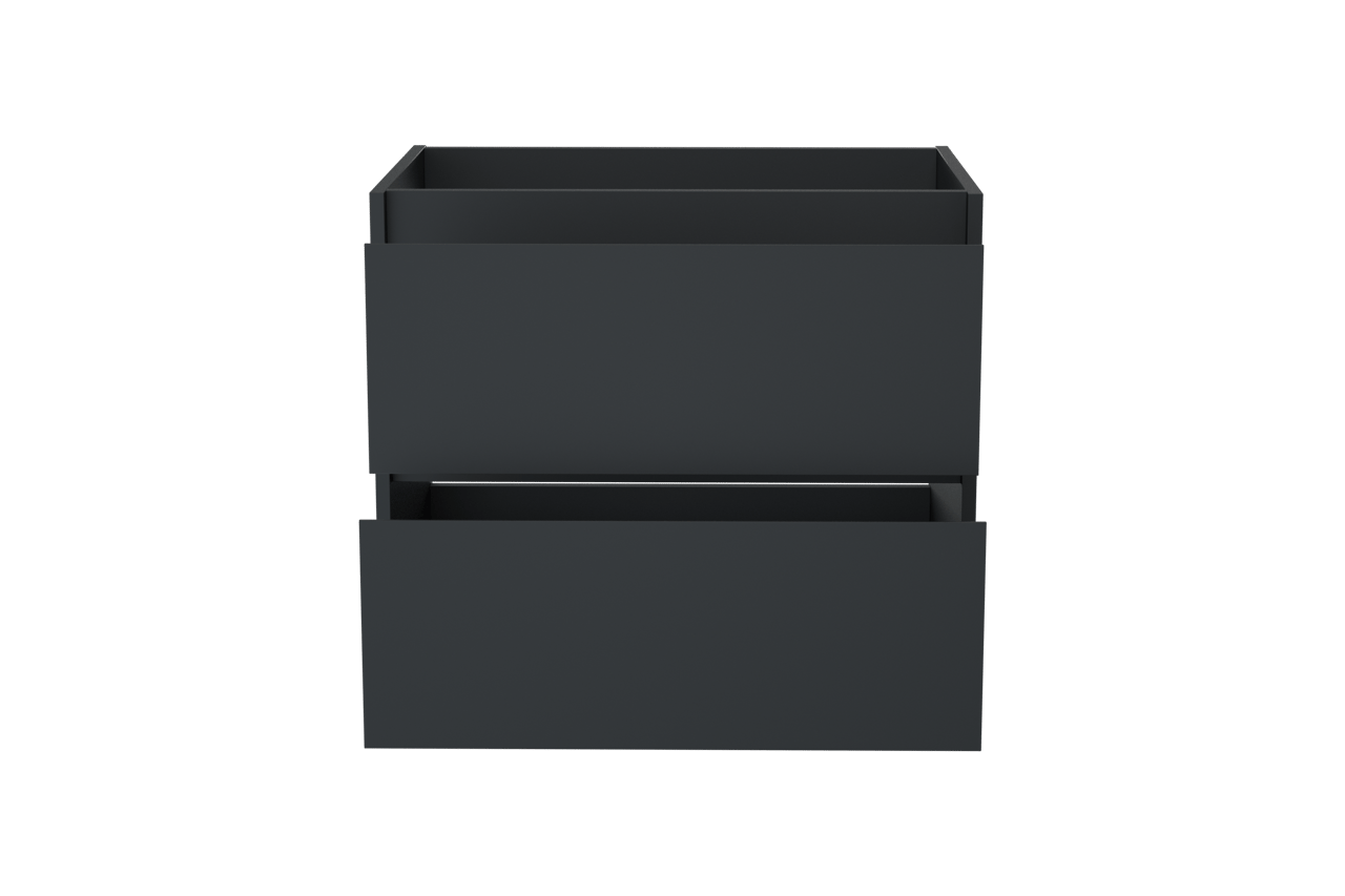 Storke Seda hängender Waschbeckenunterschrank: 75 x 52 cm, Schwarz Matt, 2 Schubladen