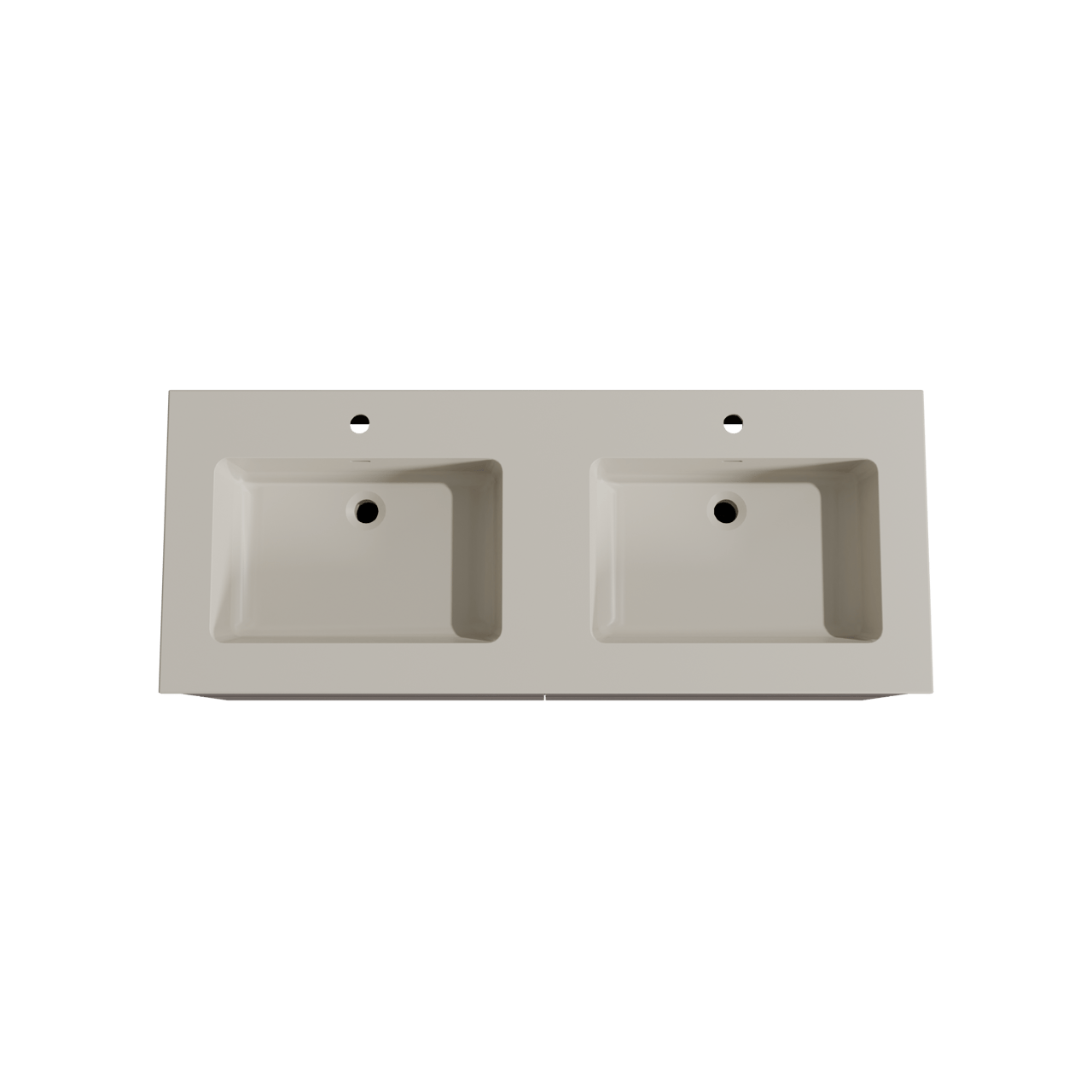 Storke Edge meuble salle de bains suspendu 130 x 52 cm noyer avec Diva double vasque en top solid soie grise