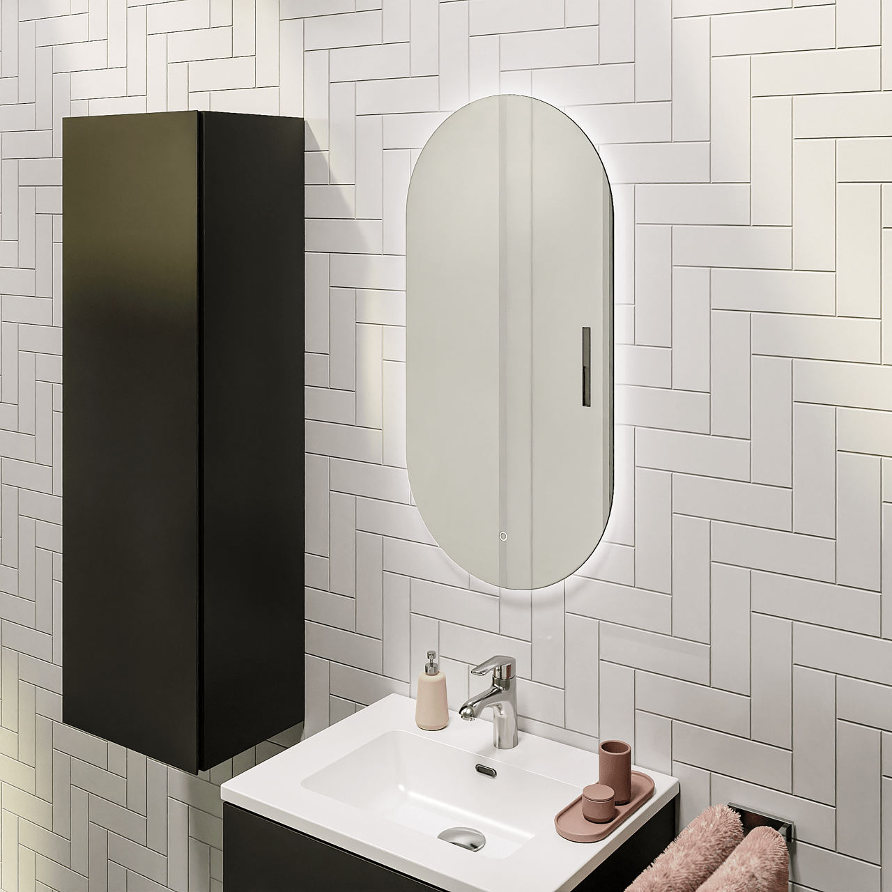 Storke Somma miroir ovale lumineux et anti-buée 45 x 90 cm