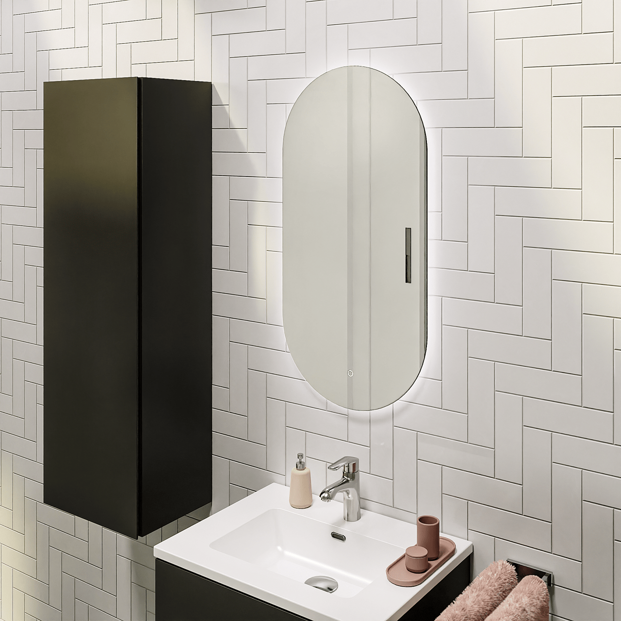 Storke Somma ovaal badkamerspiegel 45 x 90 cm met spiegelverlichting en anti-damp