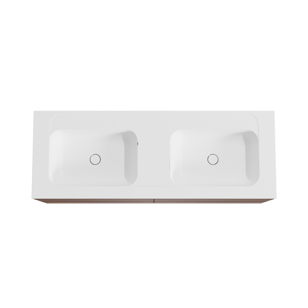 Balmani Mitra meuble salle de bains suspendu 150 x 55 cm noyer avec Tablo Strada double vasque en marbre composite blanc mat