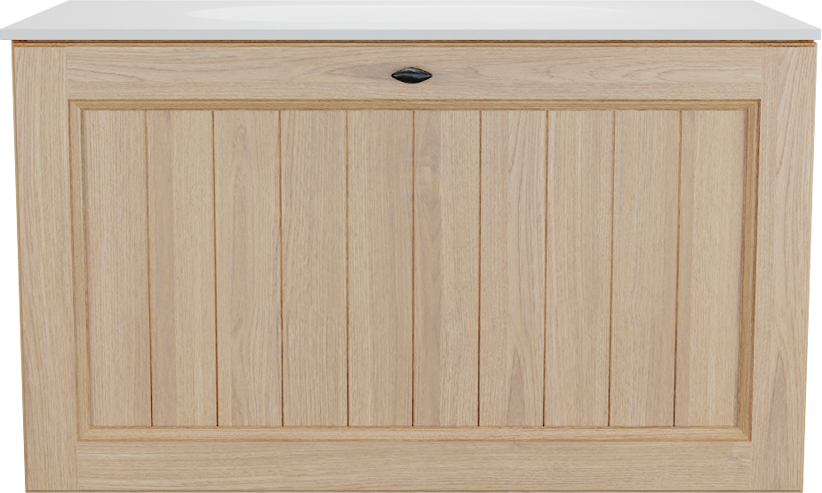 Balmani Lemon zwevend badkamermeubel 90 x 55 cm, fineer natuur eik met Tablo Oval enkele wastafel in mat wit