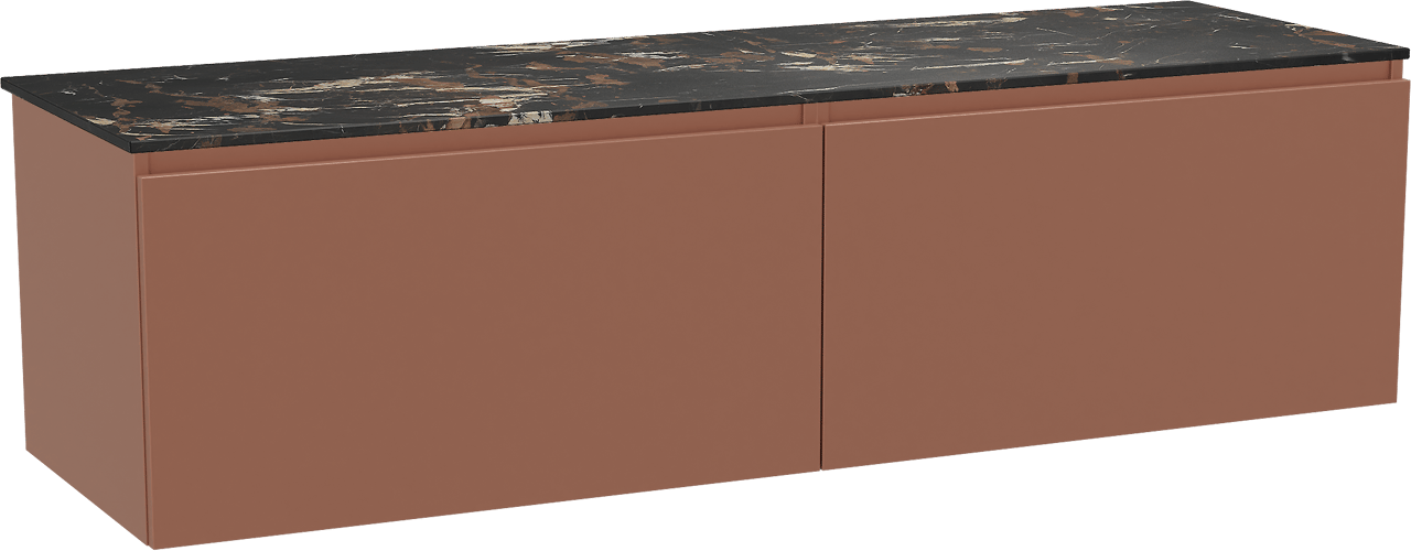 Balmani Sfera zwevend badmeubel 180 x 55 cm cotto met Stretto enkel of dubbel wastafelblad in marmer portoro gold