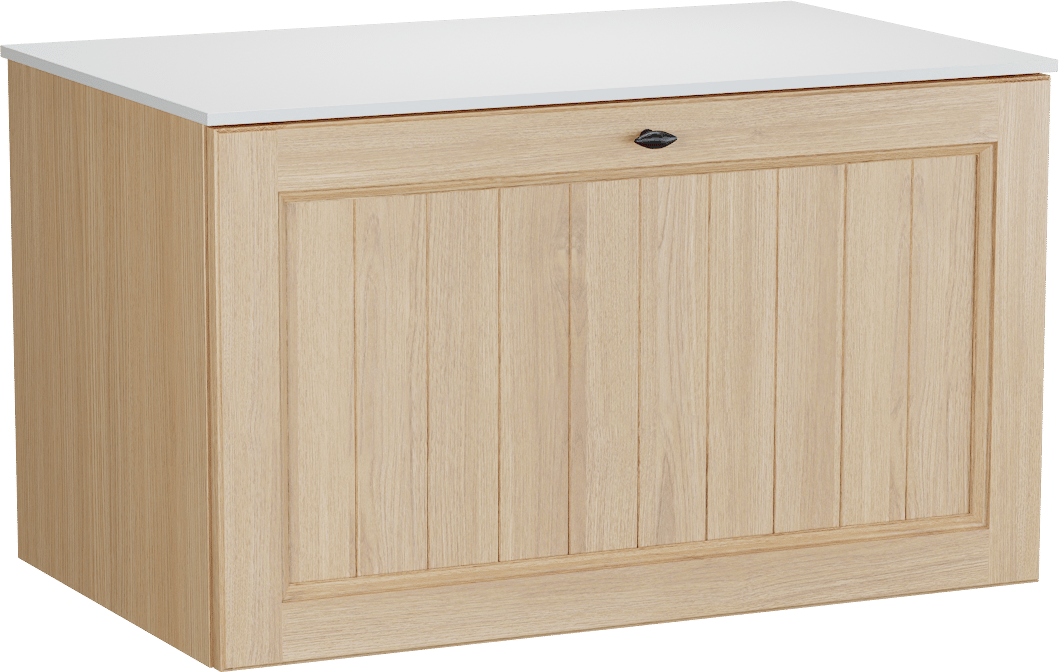 Balmani Lemon meuble salle de bains suspendu 90 x 55 cm, placage chêne naturel avec Stretto tablette simple en blanc mat