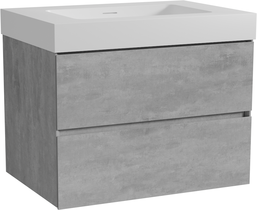 Storke Edge zwevend badmeubel 75 x 52 cm beton donkergrijs met Mata High enkele wastafel in solid surface mat wit