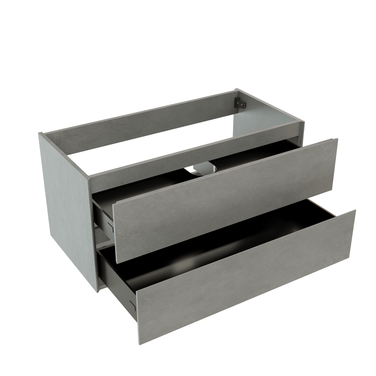 Storke Edge hängender Waschbeckenunterschrank: 105 x 52 cm, Beton dunkelgrau, 2 Schubladen