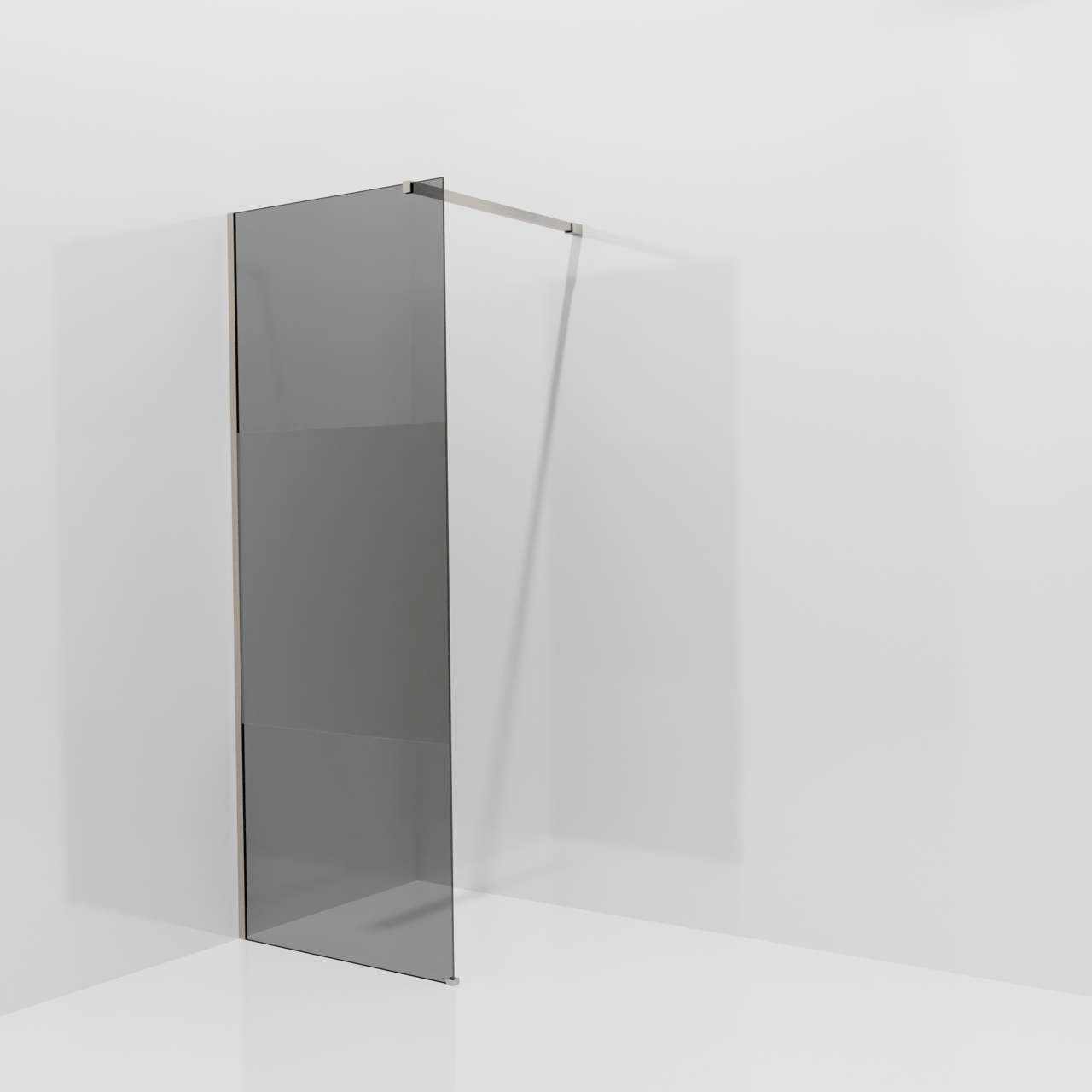 Balmani Modular douche à l'italienne: 80 x 200 cm, Verre fumé avec bande matte, avec coating, Profil Brushed CoolMetal