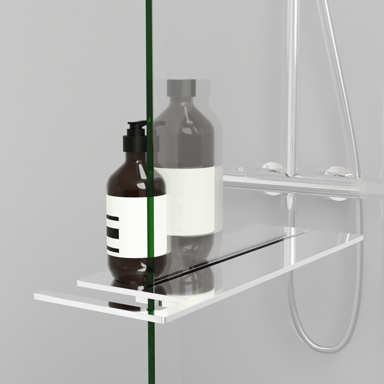 Blaufoss Finn porte-savon en verre pour la douche chrome 44 x 15 cm