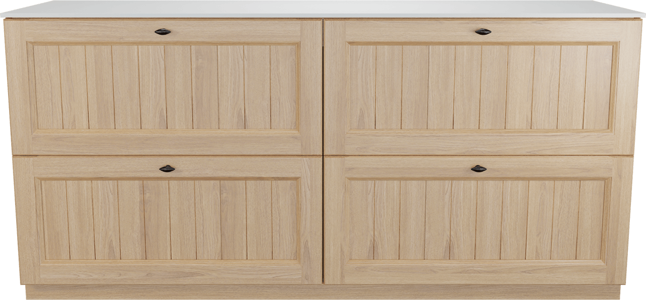 Balmani Lemon staand badkamermeubel 180 x 55 cm, fineer natuur eik met Stretto enkel of dubbel tablet in mat wit