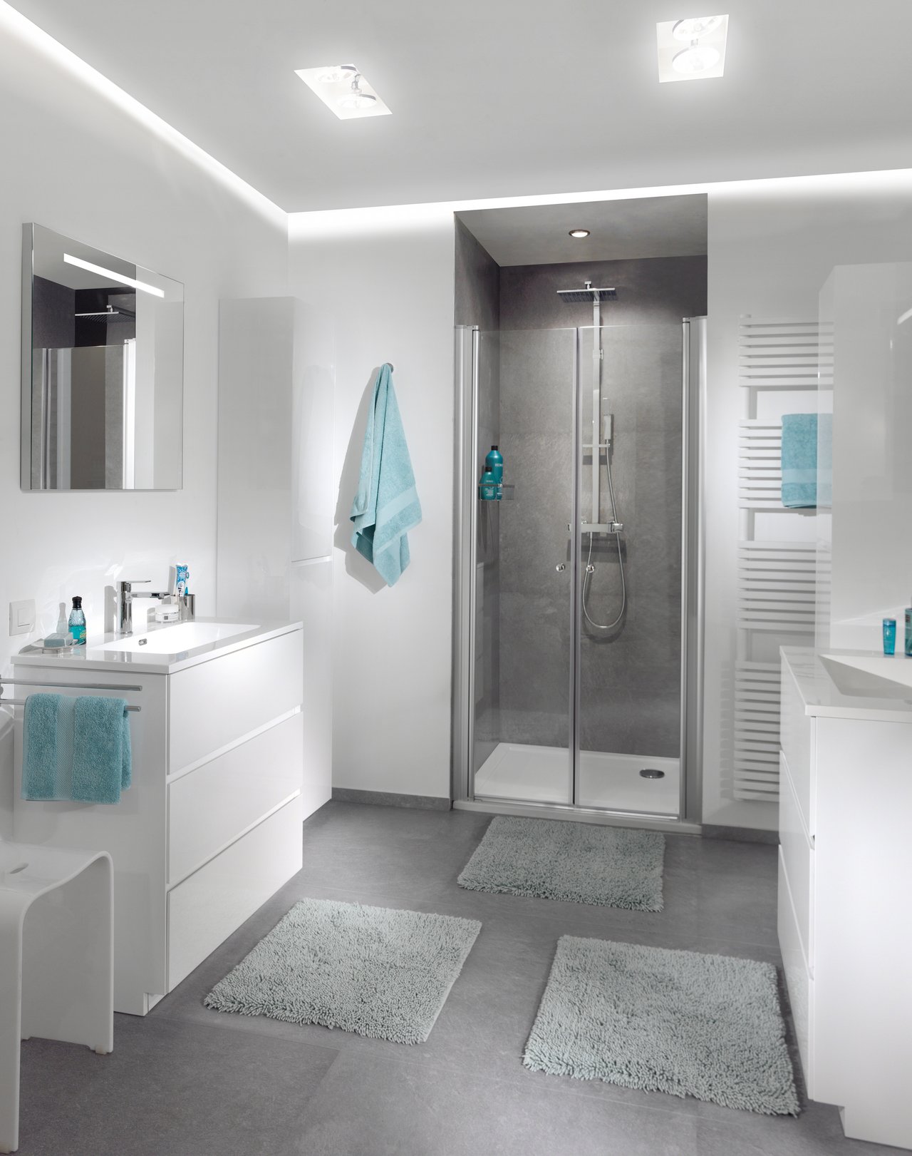 Luca Varess Cyrus porte battante 90 x 195 cm verre transparent profil aluminium mat 