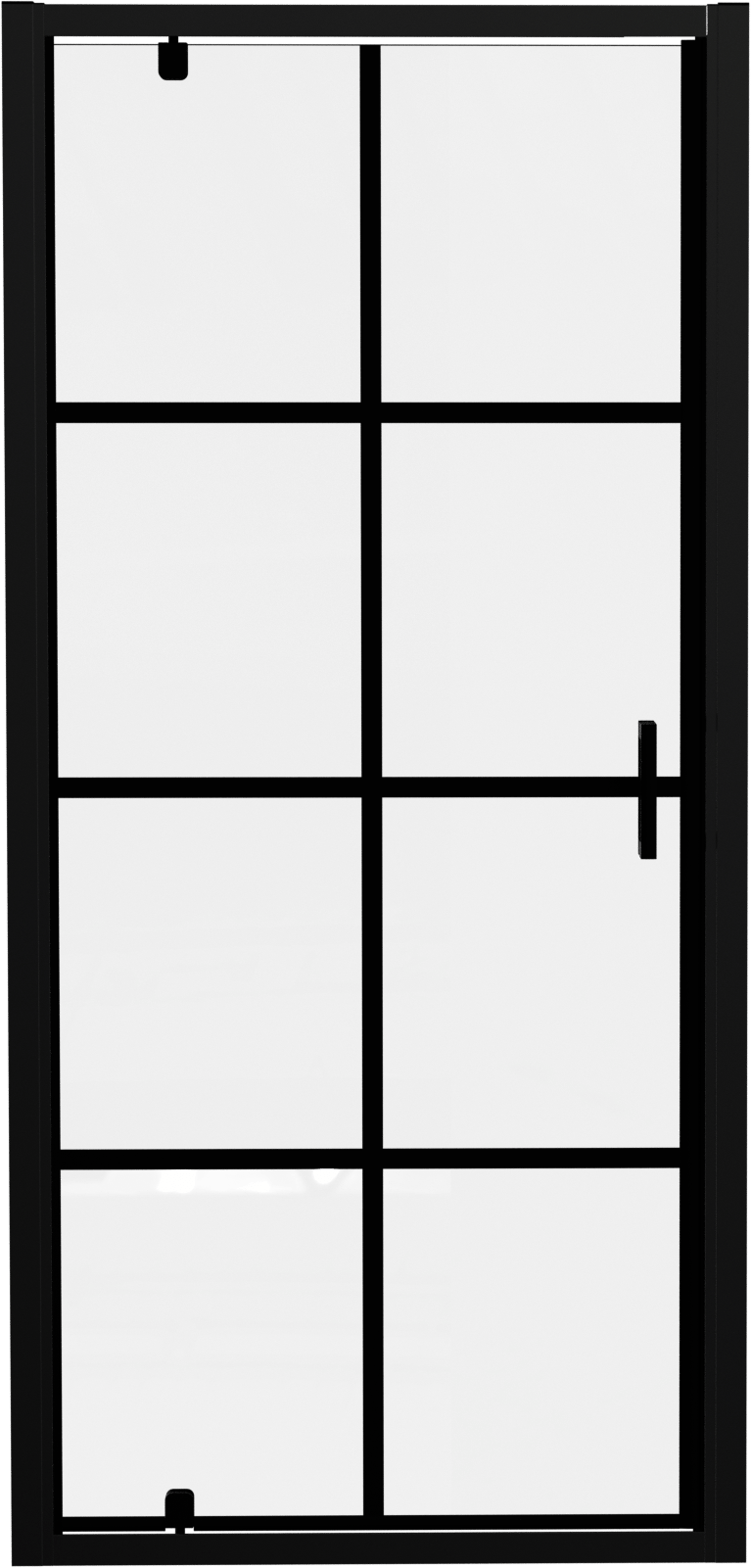 Luca Varess Vidor Duschtür: Drehtür, 90 x 190 cm, Square Glas, Schwarzes Profil, matt