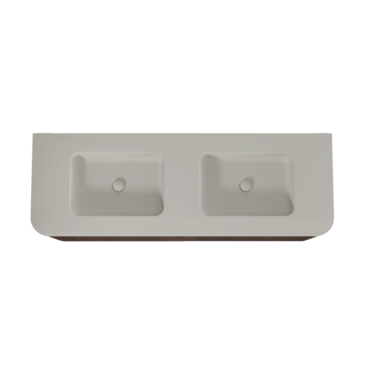 Balmani Moon hängendes Möbelstück Set: 160 x 55 cm, Amerikanischer Nussbaum, mit Moon Doppelwaschtisch, Top Solid, Seidengrau, Vertikale symmetrische gerade Rippe