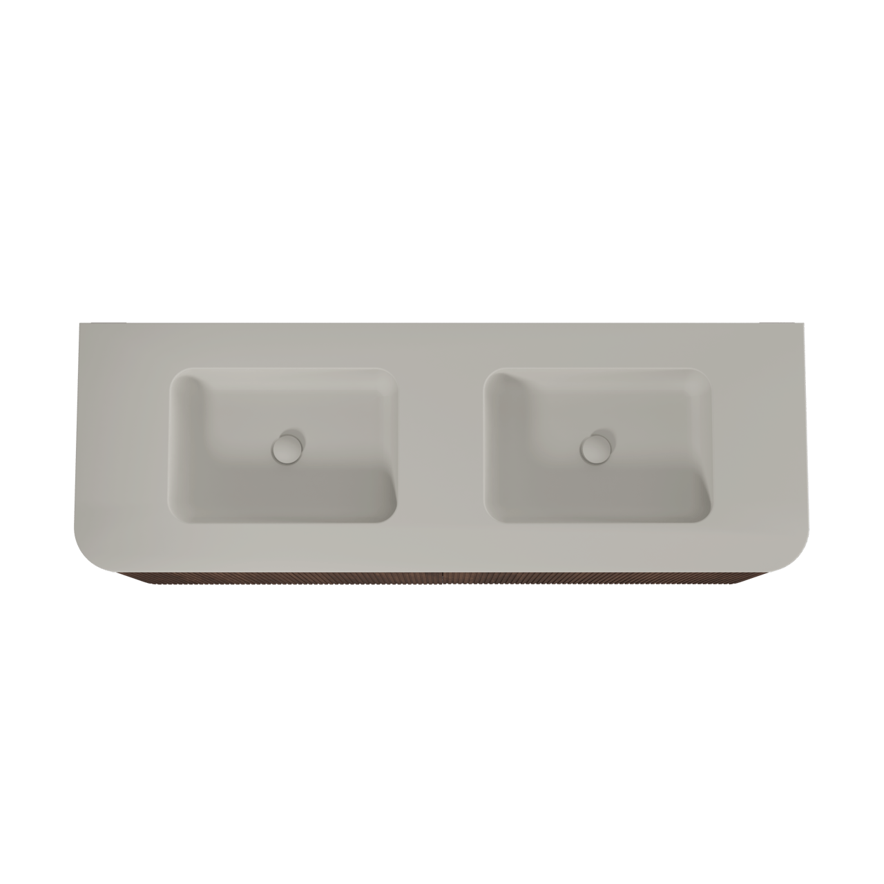 Balmani Moon hängendes Möbelstück Set: 160 x 55 cm, Amerikanischer Nussbaum, mit Moon Doppelwaschtisch, Top Solid, Seidengrau, Vertikale symmetrische gerade Rippe