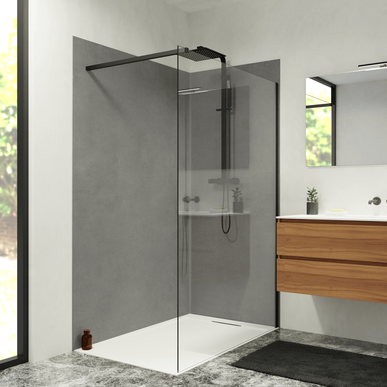 Linie Plato set douchewandpanelen 90 x 90 x 210 cm pvc donkergrijs Dakota