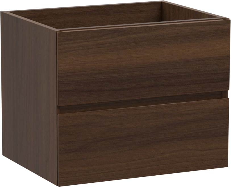 Storke Edge zwevende wastafelonderkast 60 x 46 cm notelaar 2 lades