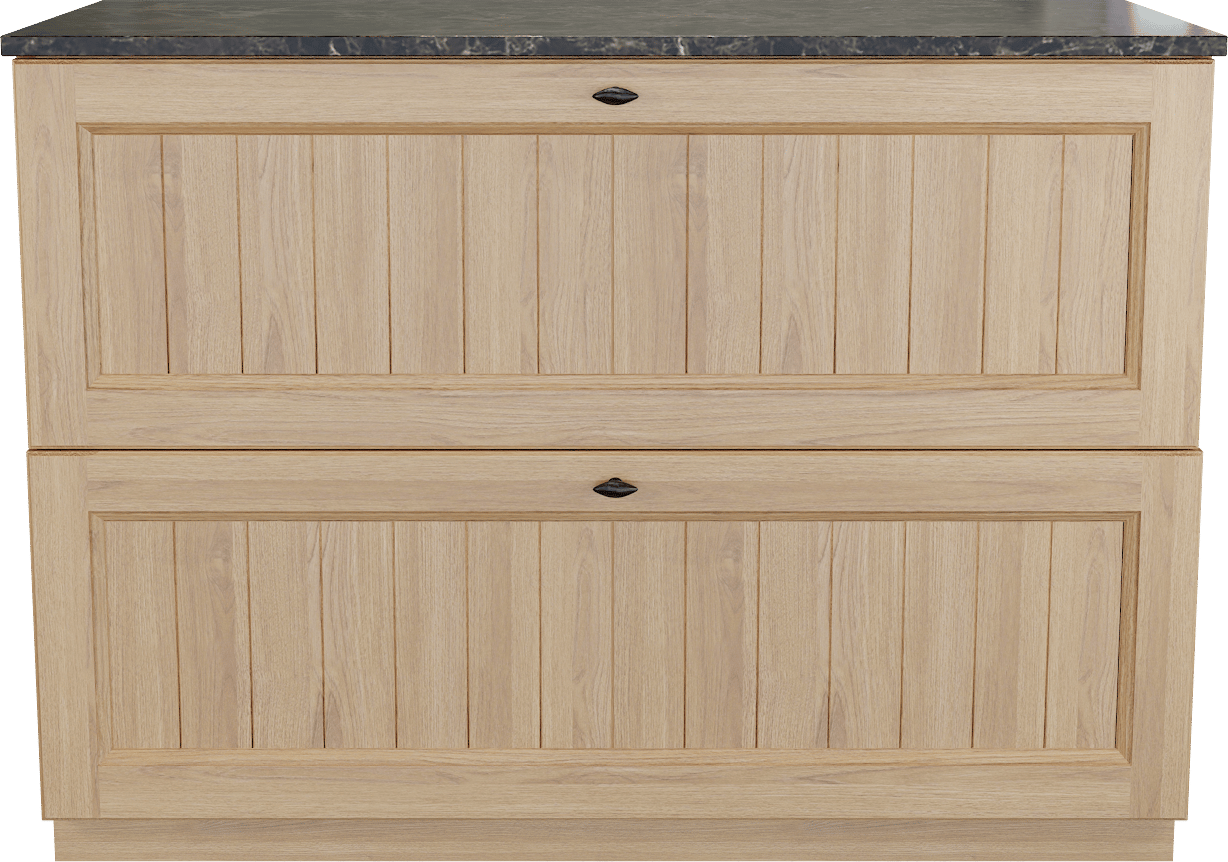 Balmani Lemon staand badmeubel 120 x 55 cm, fineer naturel eiken met Stretto enkel of dubbel wastafelblad in dark emperador