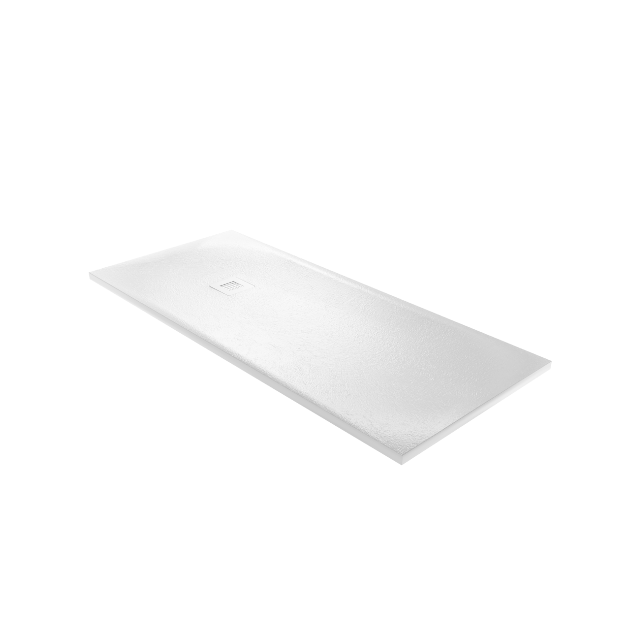 Balmani Vega Duschwanne: 160 x 70 cm, Marmorkomposit, Weiße Schieferstruktur, matt