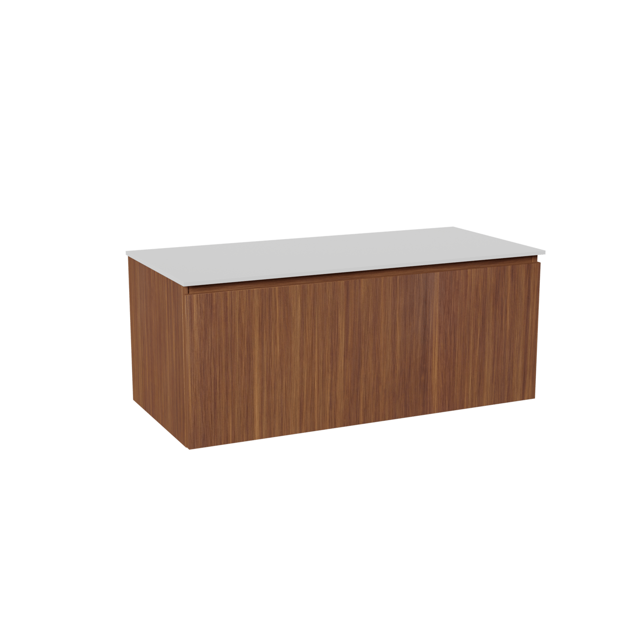 Balmani Sfera zwevend badkamermeubel 120 x 55 cm amerikaanse notelaar met Stretto enkel of dubbel tablet in solid surface mat wit