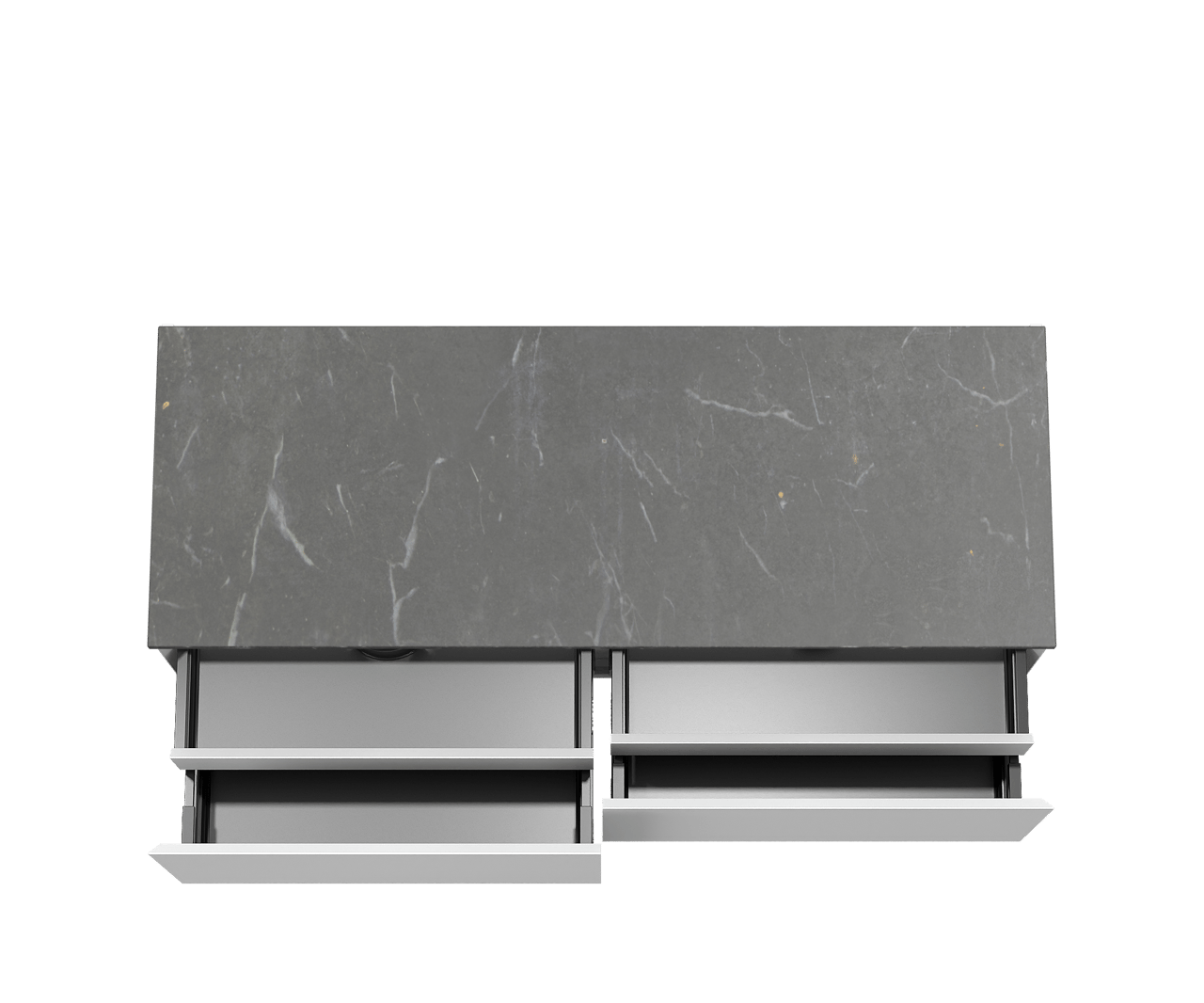 Balmani Idra meuble salle de bains suspendu 150 x 55  cm blanc mat avec Stretto tablette simple ou double en marbre Pietra Grey