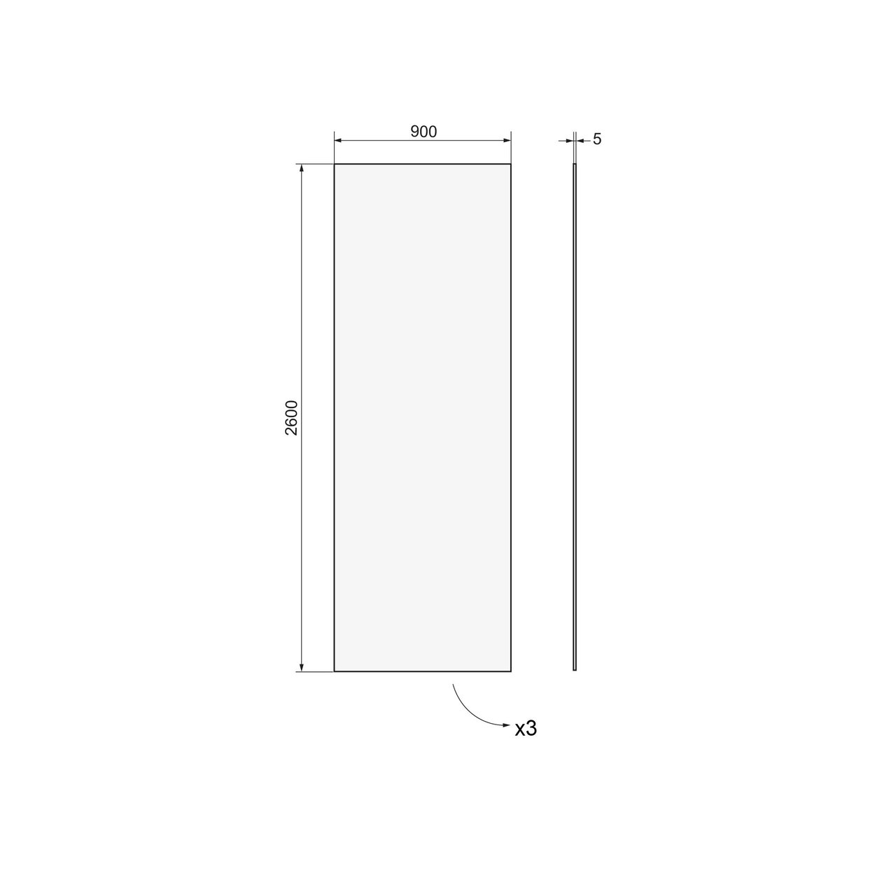 Linie Plato revêtement mural de douche 90 x 90 x 260 cm pvc gris foncé Montana Mist