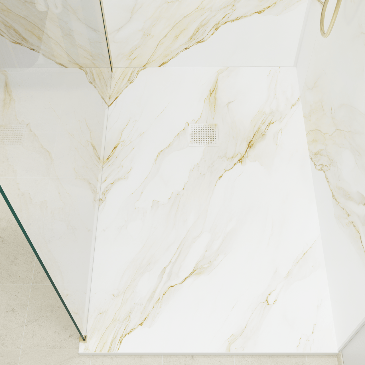 Luca Varess Suite receveur de douche 140 x 90 cm marbre composite Marble Gold