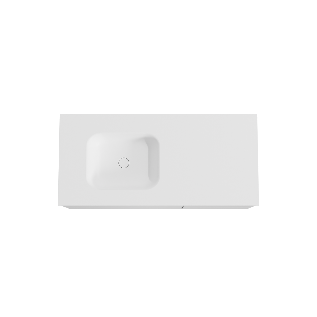 Balmani Mitra hängendes Möbelstück Set: 120 x 55 cm, Weiß matt, mit Tablo Arcato Waschtisch links, Solid Surface Weiß matt