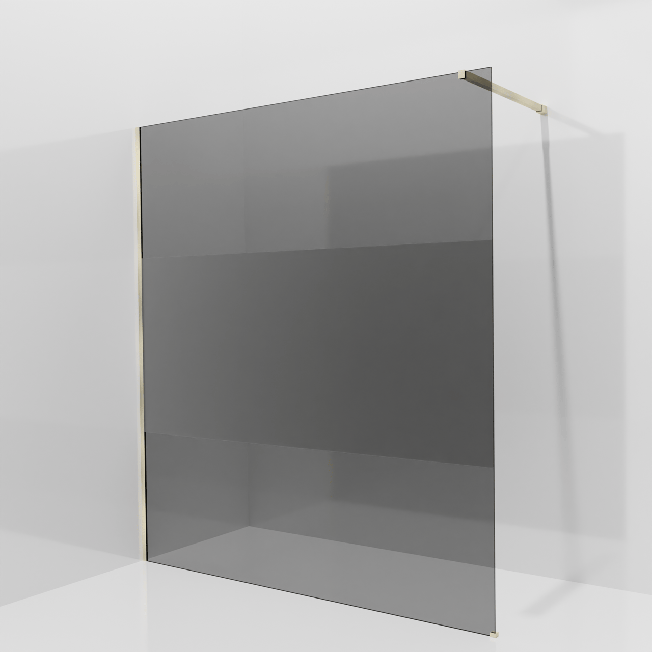 Balmani Modular inloopdouche: 180 x 200 cm, Rookglas met matte strook, Brushed Champagne Gold profielen