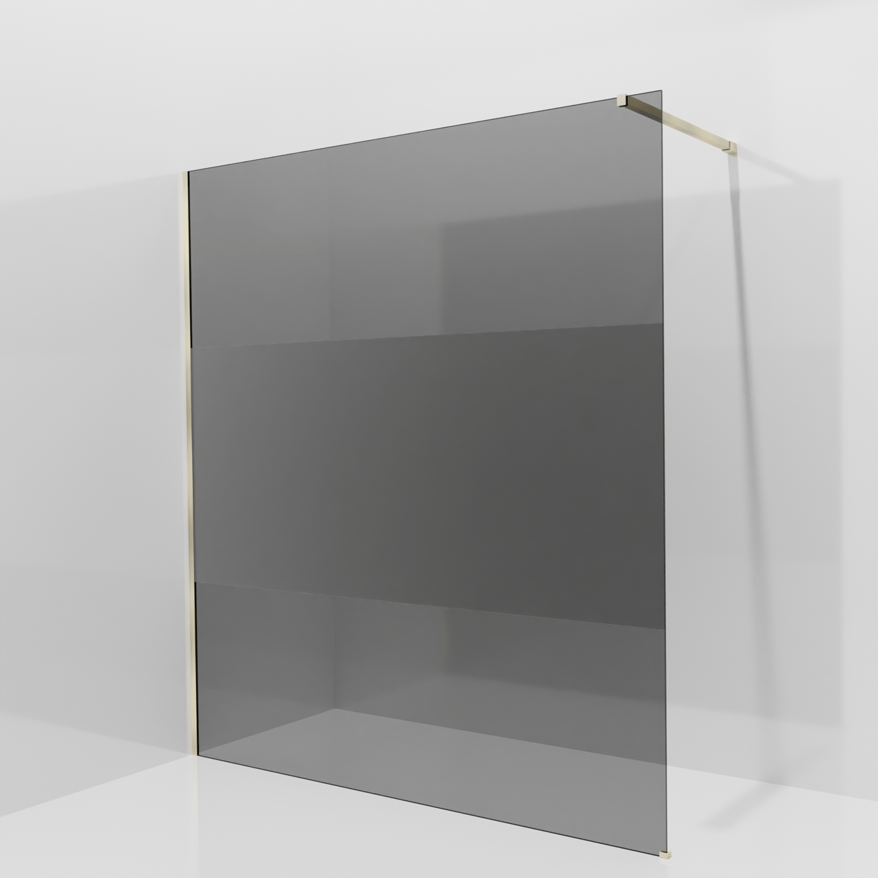 Balmani Modular douche à l'italienne: 180 x 200 cm, Verre fumé avec bande matte, avec coating, Profil Brushed Champagne Gold
