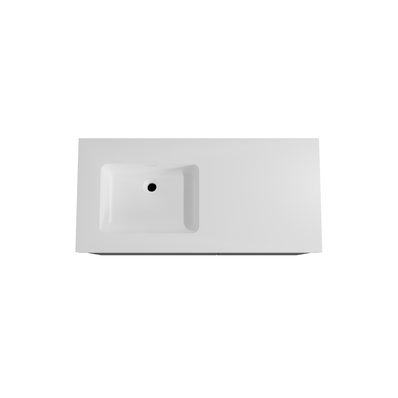 Storke Edge hängendes Möbelstück Set: 110 x 52 cm, Schwarz matt, mit Mata High Waschtisch links, Solid Surface Weiß matt