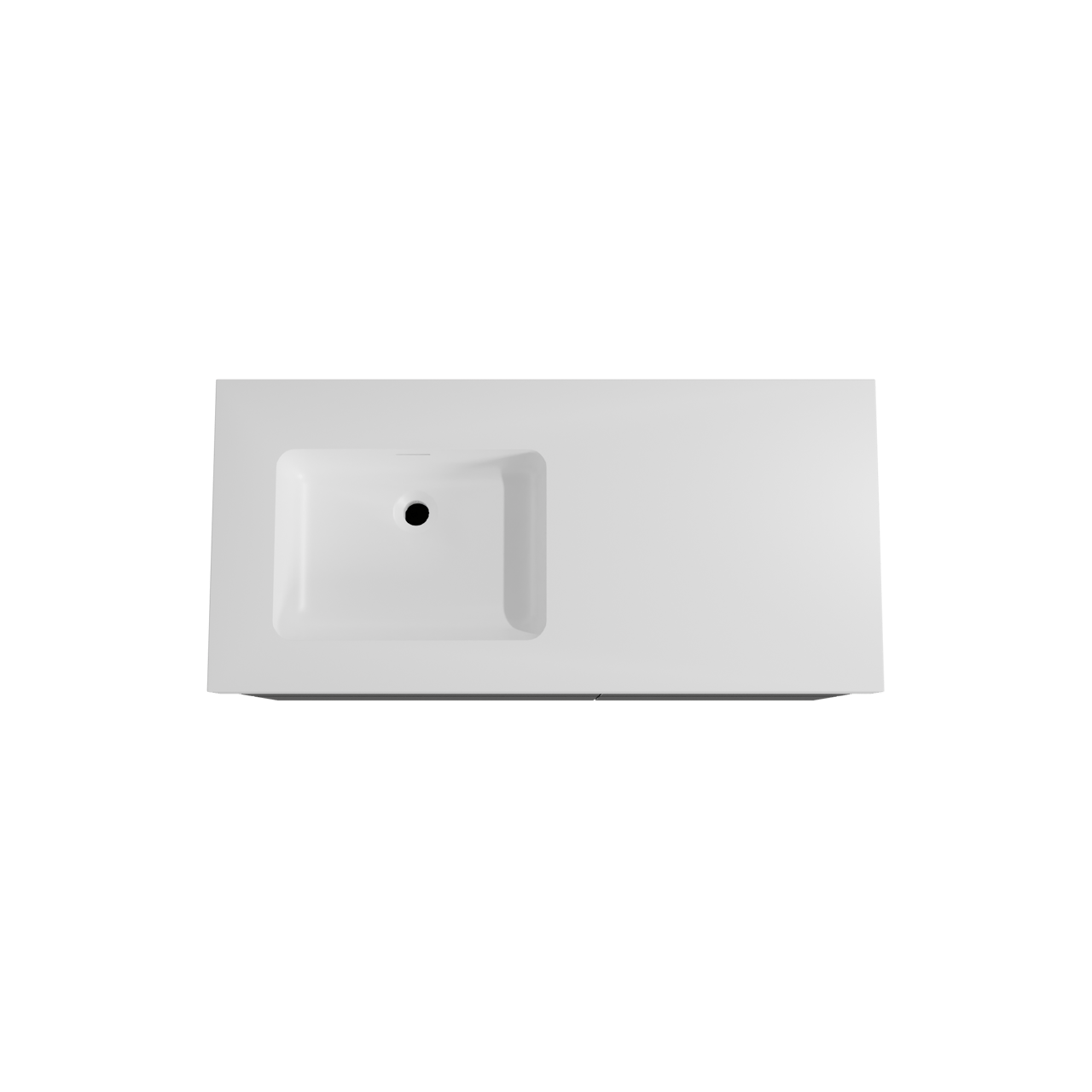 Storke Edge zwevend badmeubel 110 x 52 cm mat zwart met Mata High asymmetrisch linkse wastafel in solid surface mat wit